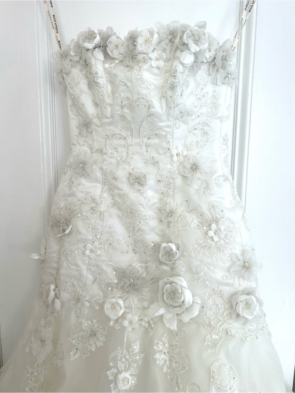 VTG NWOT Tag 10 Fits 2/4 Maggie Sottero Couture Bridal Gown 3D Floral Dress - Picture 5 of 17